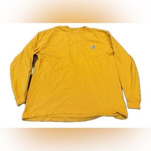 Men's Yellow Long Sleeve Shirt Carhartt Medium Loose Fit 100% Cotton